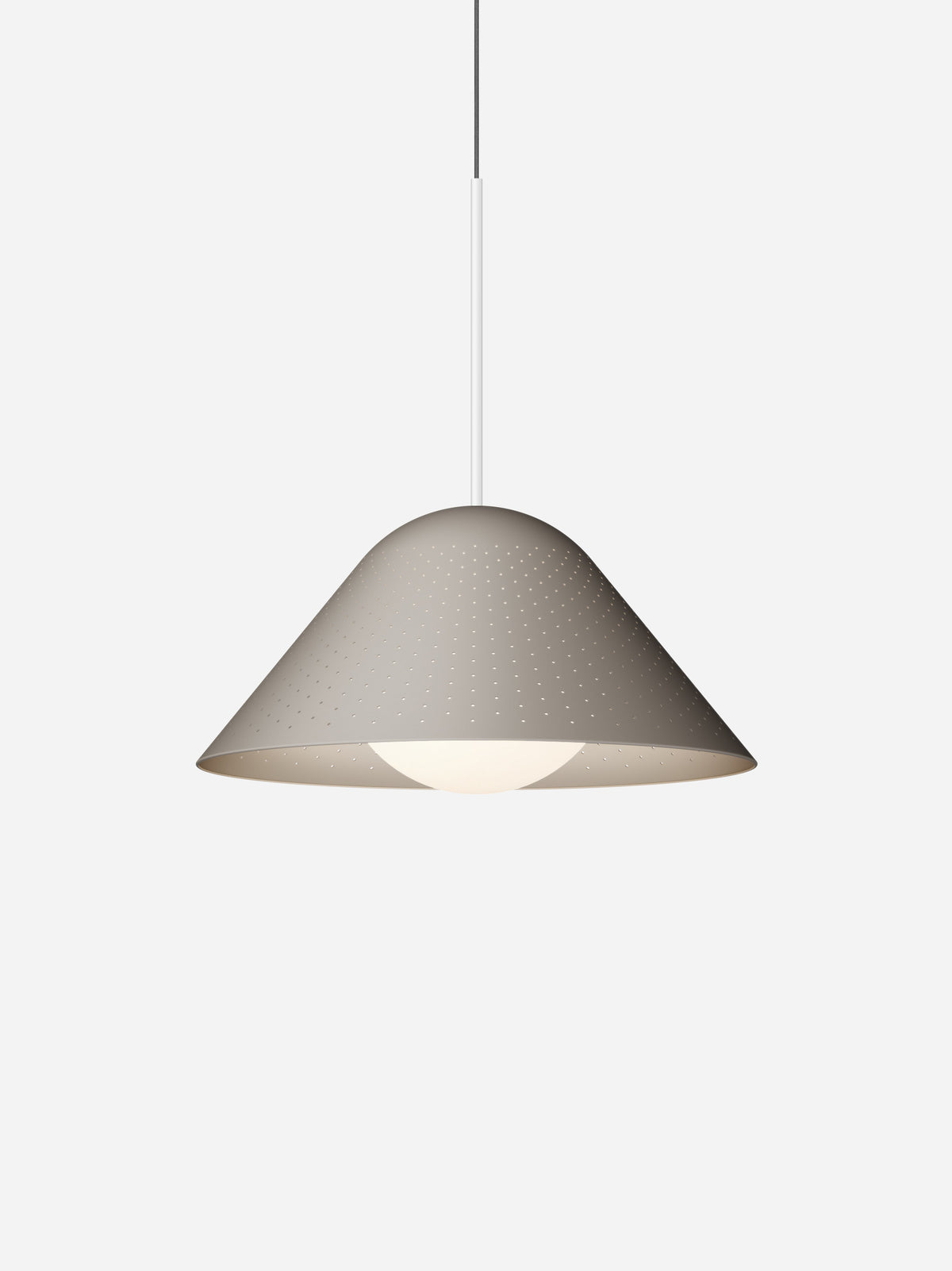 Pablo Designs Bola Bell pendant – 20" Taupe shade, Matte White stem