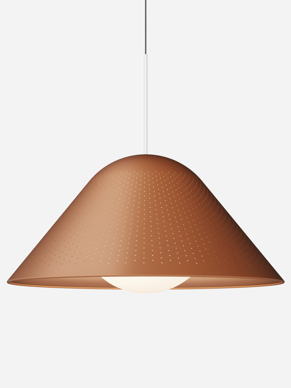 Pablo Designs Bola Bell pendant – 30" Clay shade, Matte White stem