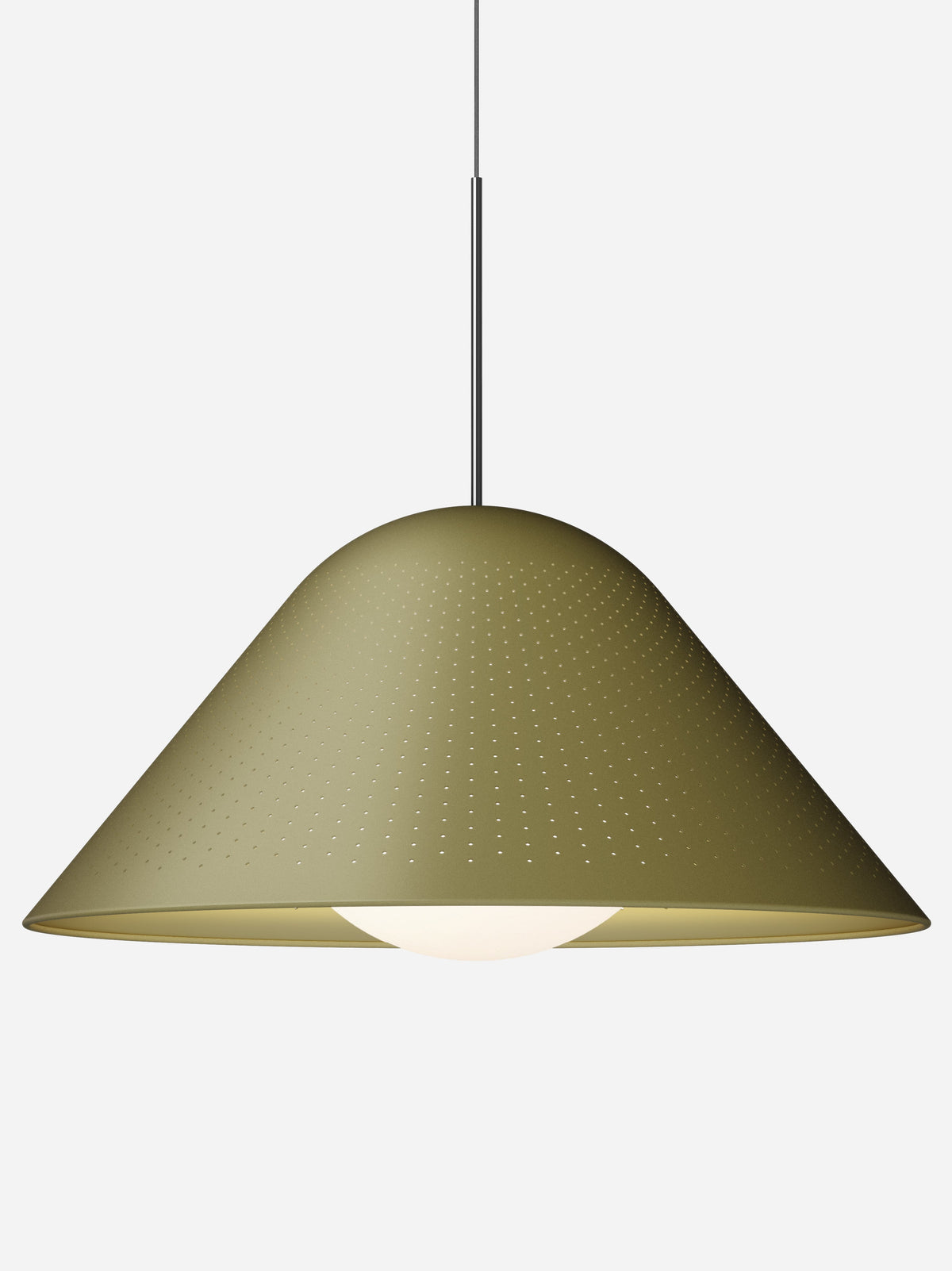 Pablo Designs Bola Bell pendant – 30" Moss shade, Chrome stem