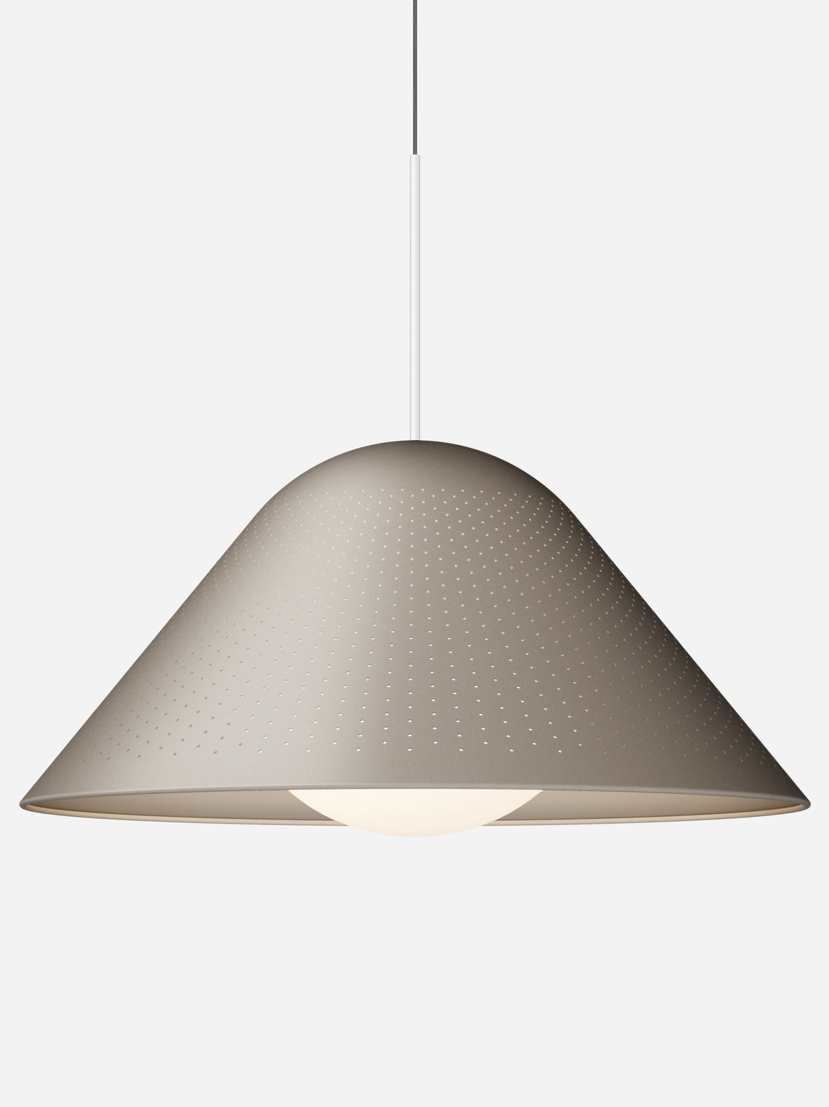 Pablo Designs Bola Bell pendant – 30" Taupe shade, Matte White stem