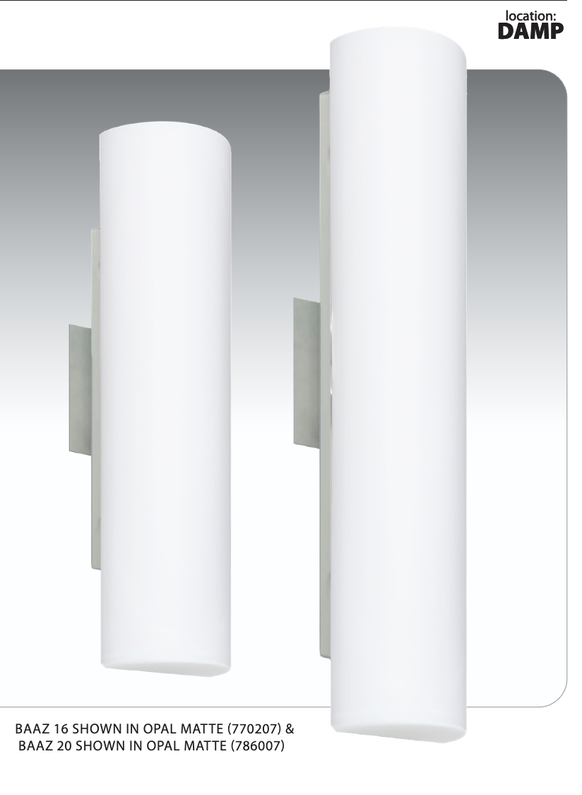 Besa Baaz wall light featuring handcrafted Opal Matte glass and satin nickel finish