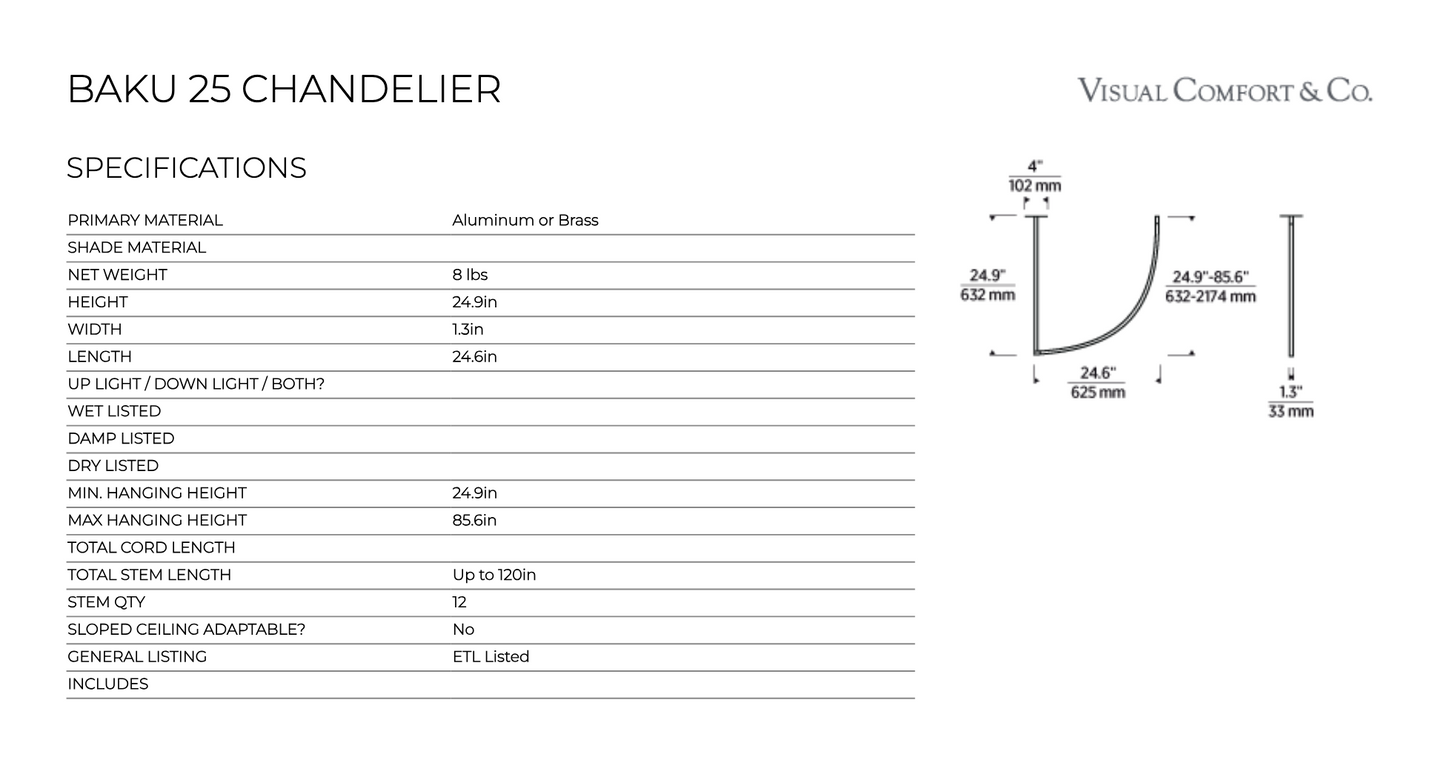 Baku 25-inch LED Chandelier by Visual & Comfort & Co