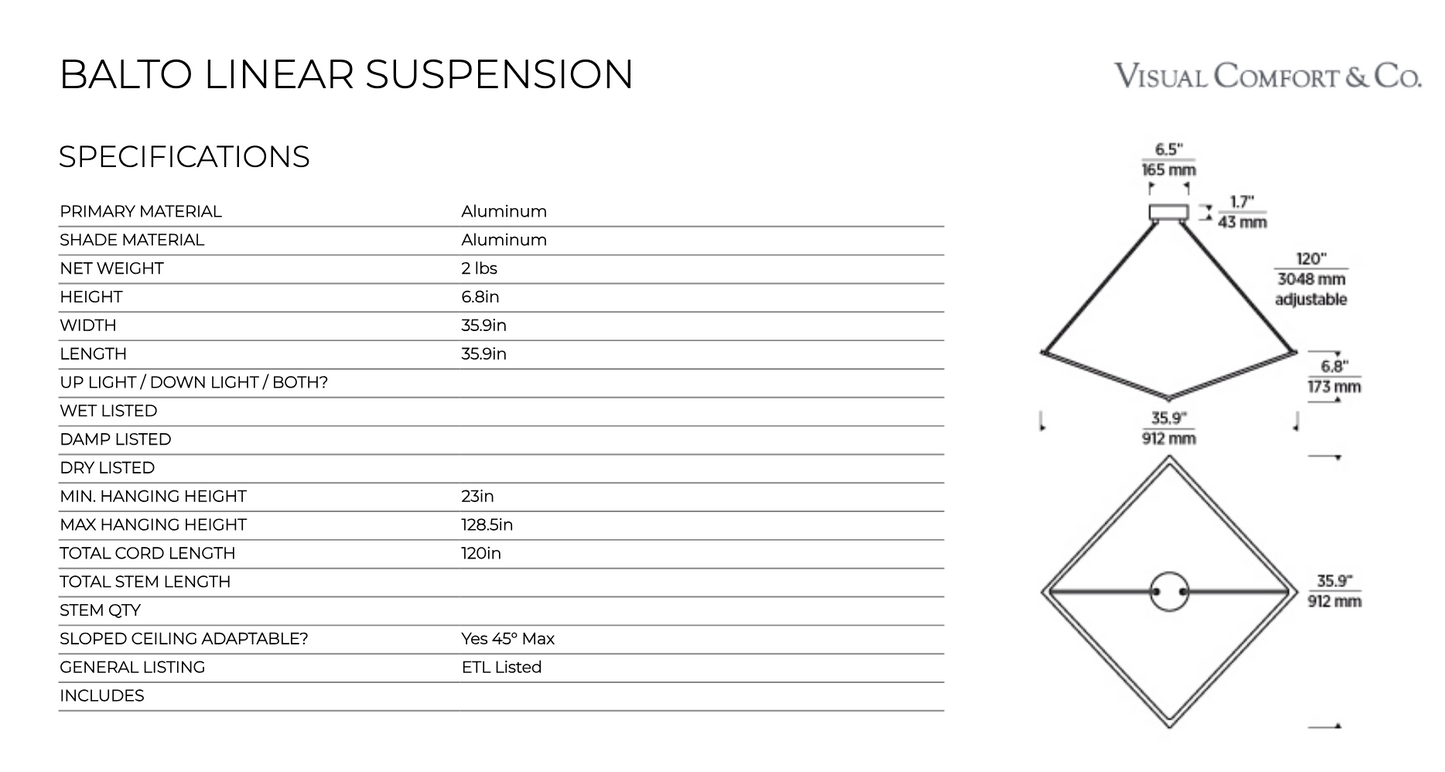 Balto 36-inch Linear Suspension Geometric by Visual & Comfort & Co
