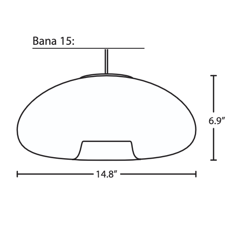 Technical line drawing of the Besa Bana pendant glass shade design