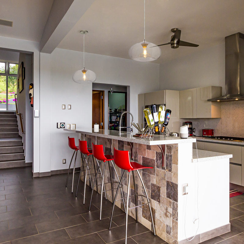 Besa Bana pendant featuring a clear glass shade for kitchen island lighting
