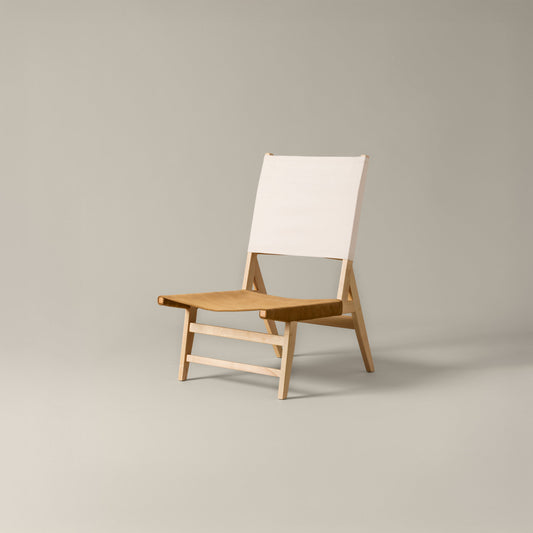 Armless low classic chair with beech wood frame