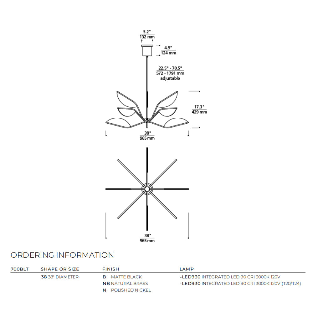 Belterra 38-inch LED Lotus Chandelier by Visual & Comfort & Co