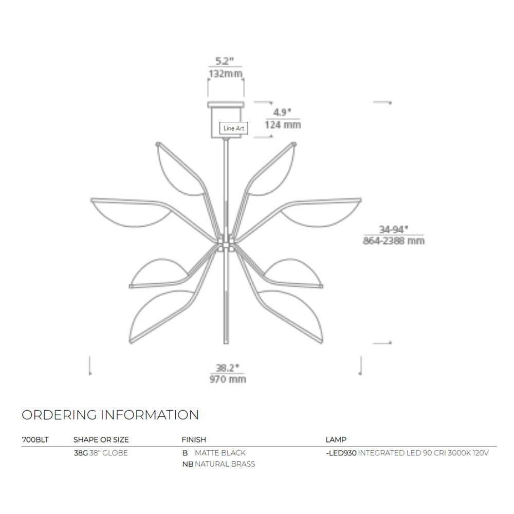 Belterra 38 Globe Chandelier 700Blt38G by Visual & Comfort & Co