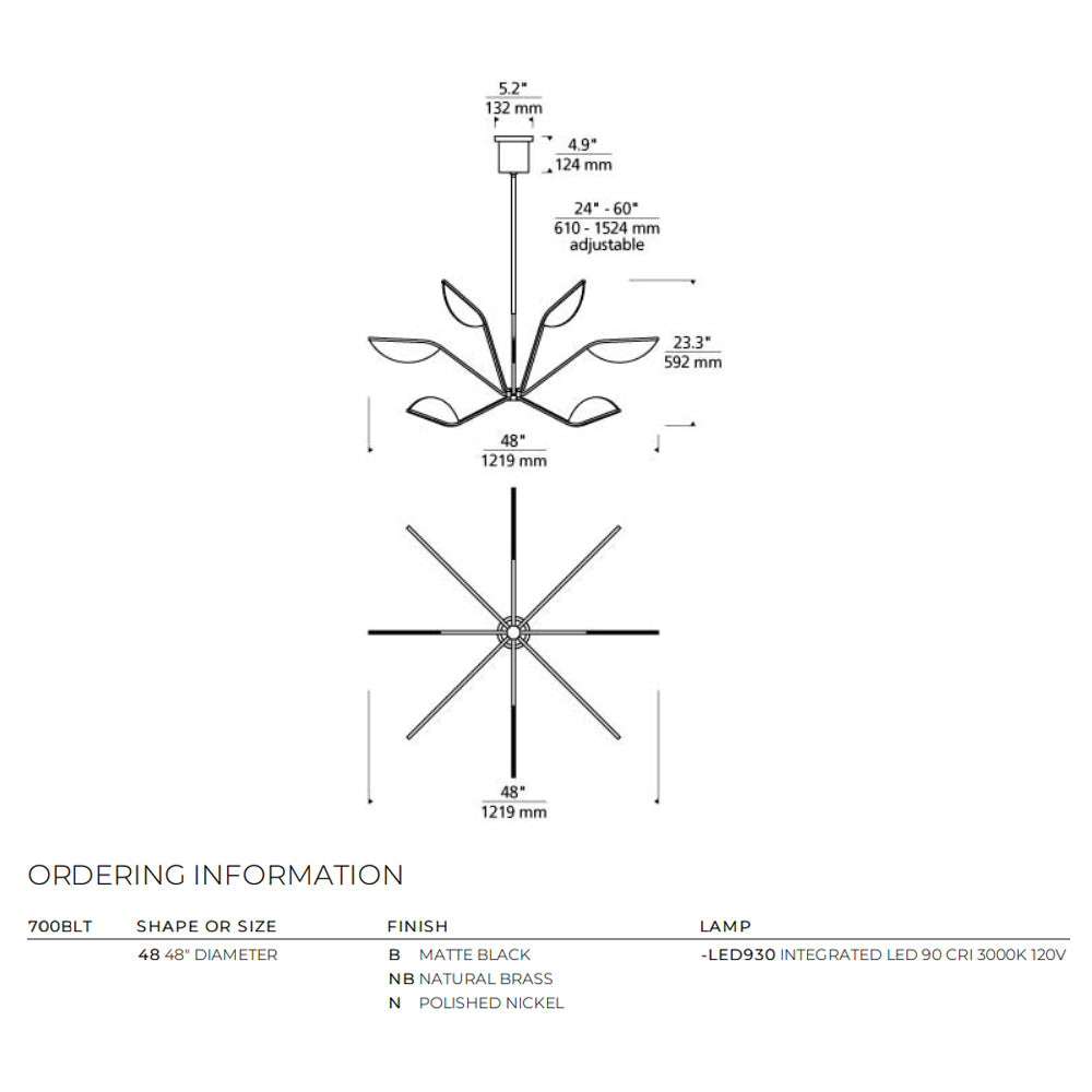 Belterra 48-inch Design Lotus Flower Chandelier by Visual & Comfort & Co