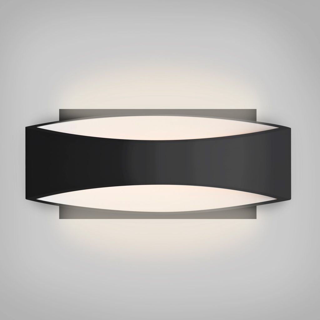 Modern black LED wall sconce by Besa Lighting for hallway and bedroom lighting