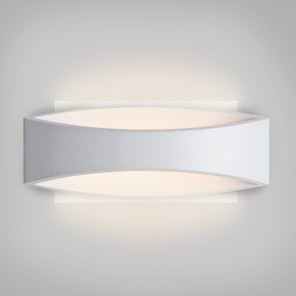 Besa Arc white wall sconce with integrated LED and ADA compliant design