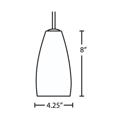 Technical illustration of the Besa Chrissy glass pendant showing measurements