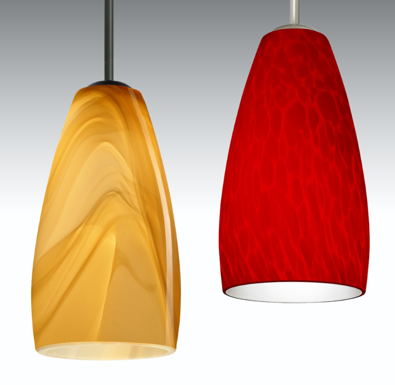 Handblown glass pendant lighting with modern transitional styling