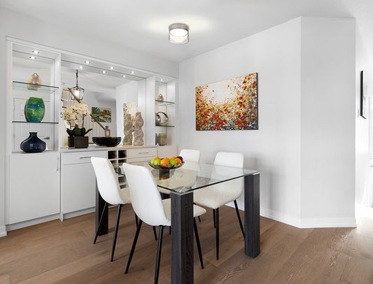 Besa Epic flush mount ceiling light in a dining room, main view
