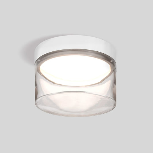 Decorative clear glass ceiling light for bedroom and living spaces with white finish