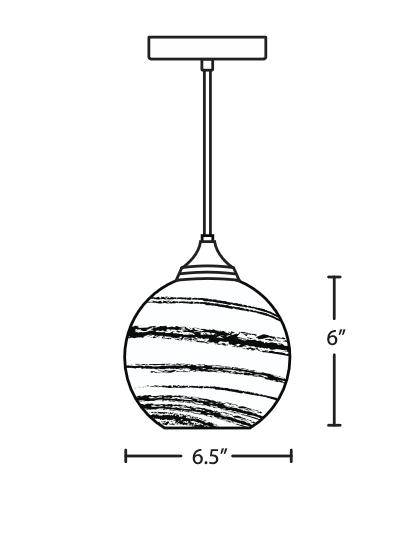 Besa Jilly glass shade line drawing showing shape, measurements, and design details