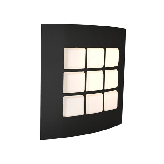 Modern Quad 10 Opal Matte Black outdoor LED wall sconce with handcrafted glass diffuser