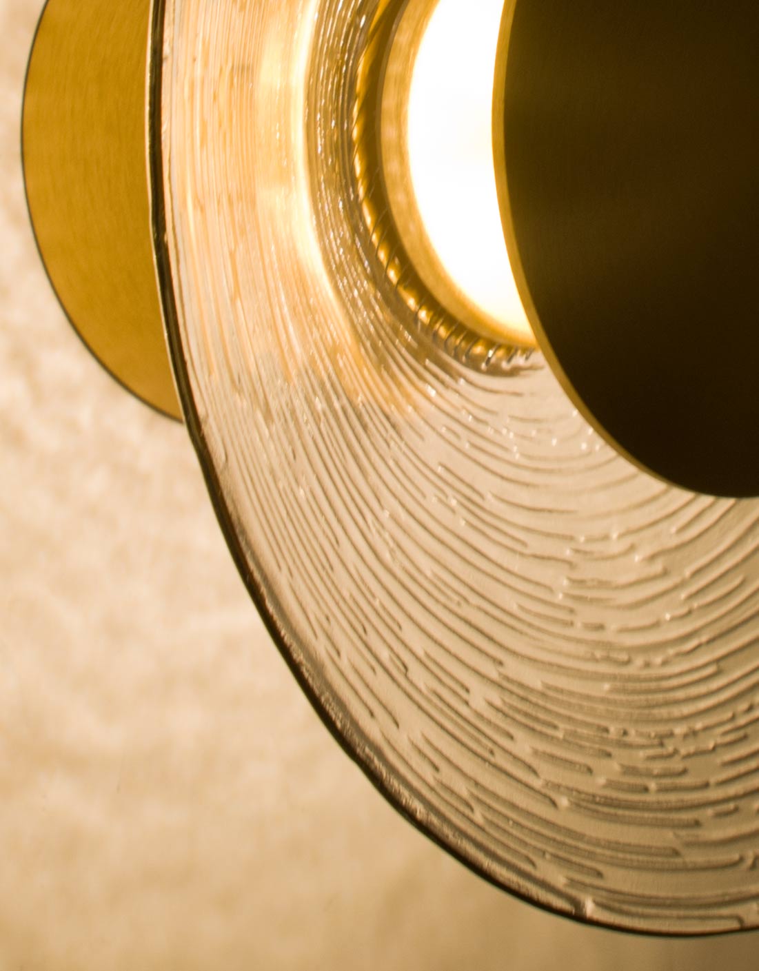 Brushed Brass Besa Sly decorative wall light with integrated LED and warm white glow