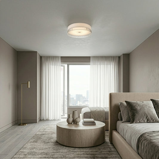 Besa Paco 19 Opal/Smoke Stone flush mount in a living room