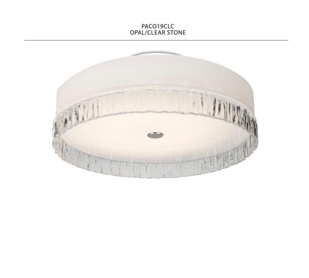 Round ceiling light with elegant glass detailing and soft lighting
