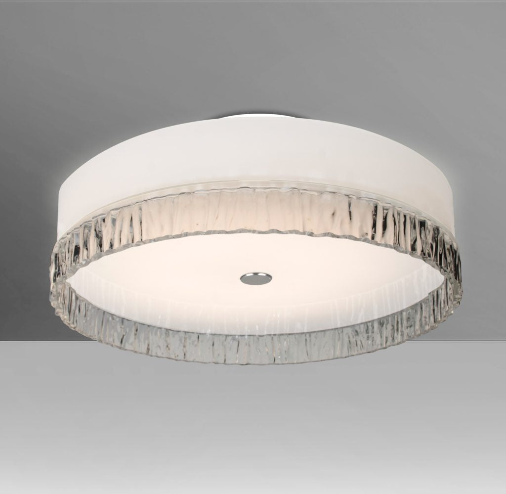 Besa Paco 19 Opal Smoke Stone flush mount ceiling light with layered glass design