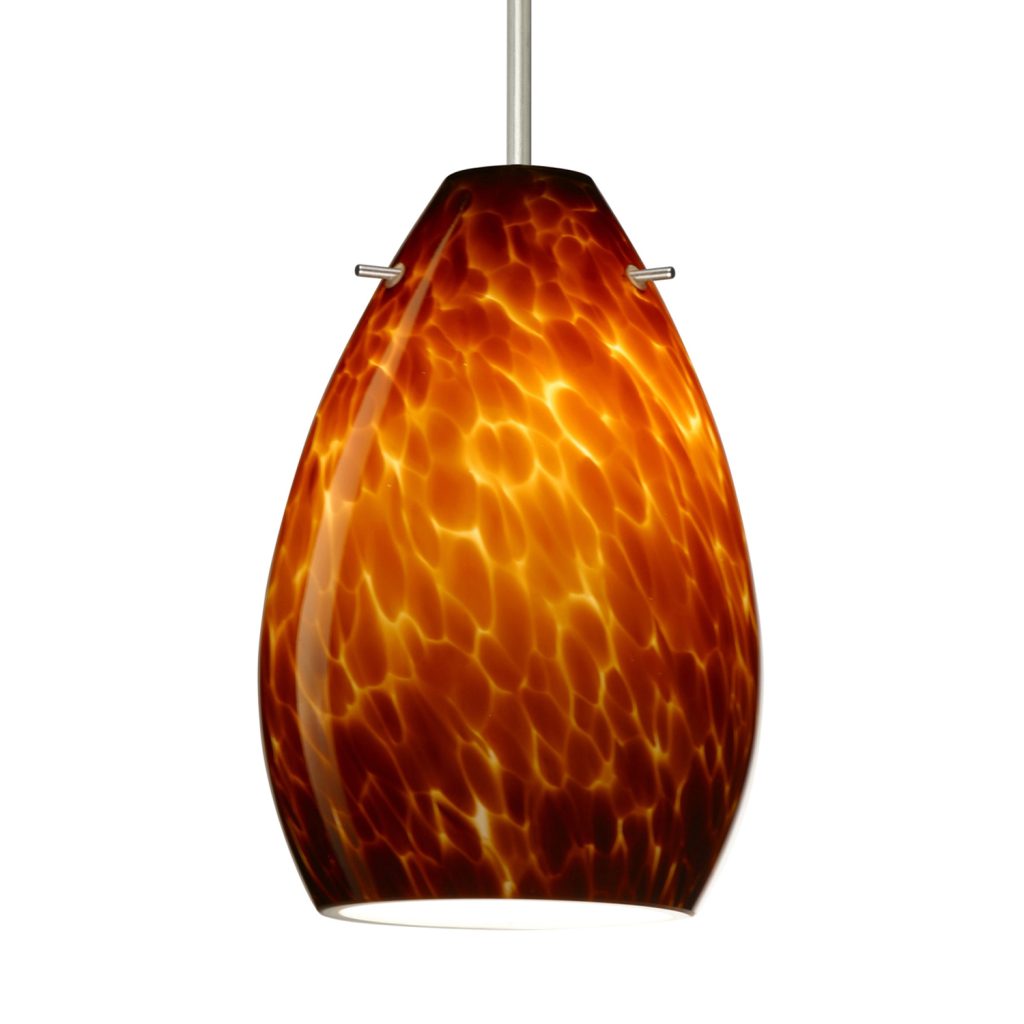 Handcrafted Amber Cloud glass shade on Besa Pera 6 contemporary pendant light