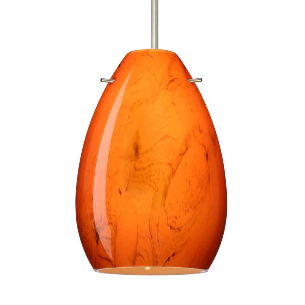 Besa Pera 6 pendant light with handcrafted Habanero blown glass shade