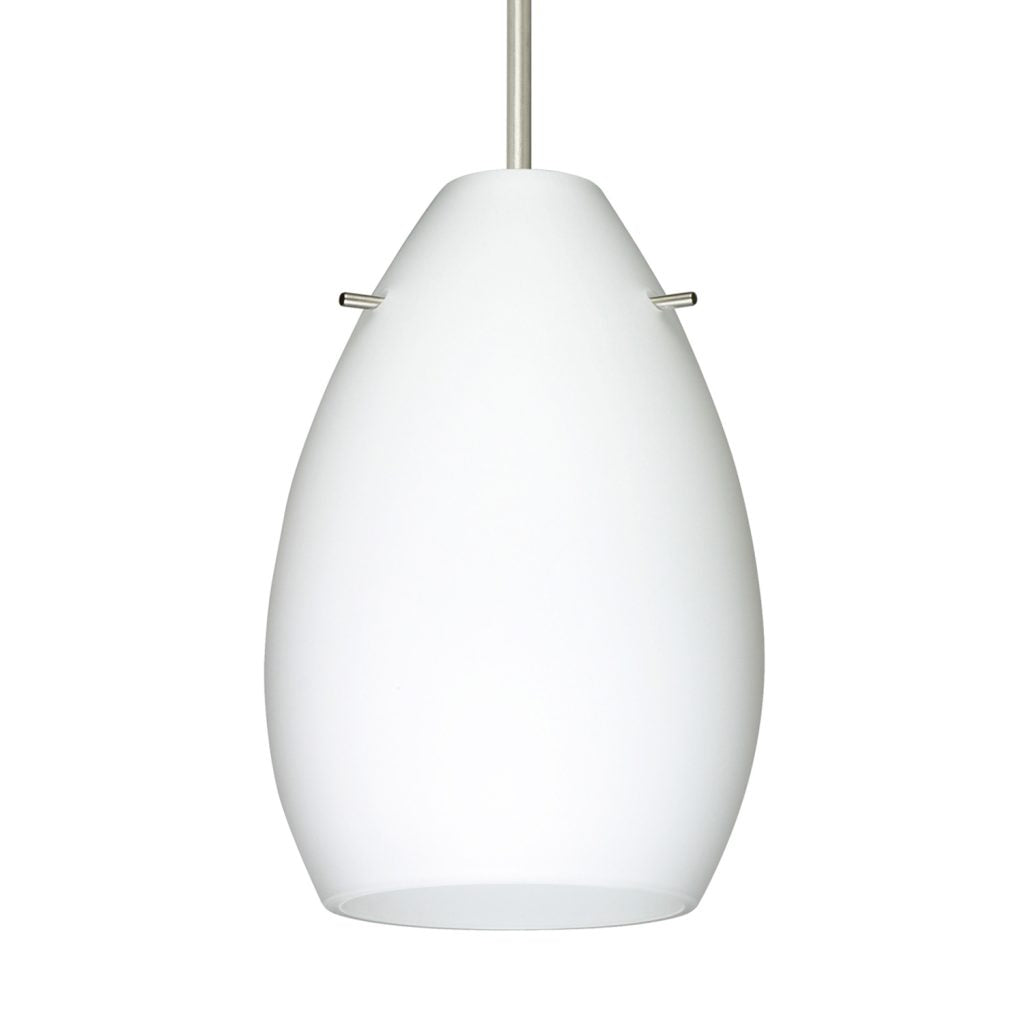 Handcrafted Opal Matte glass shade on Besa Pera 6 contemporary pendant light