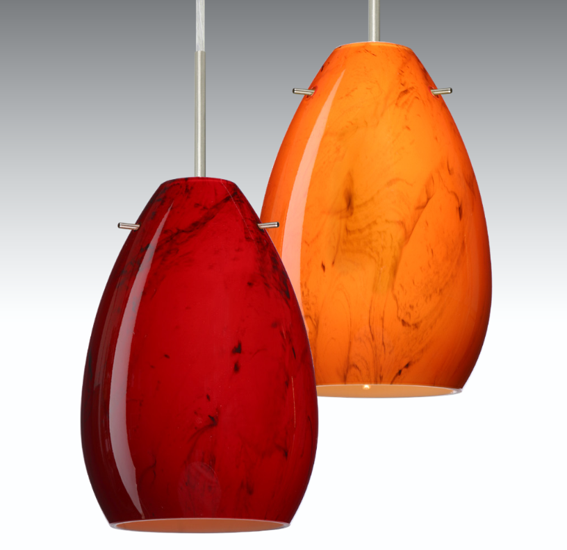 Besa Pera 6 contemporary pendant light with handcrafted blown glass shade