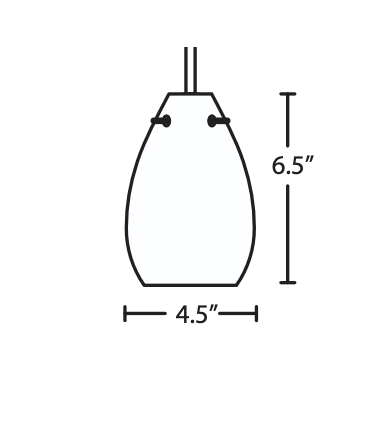 Technical outline of the Besa Pera 6 glass shade for pendant light