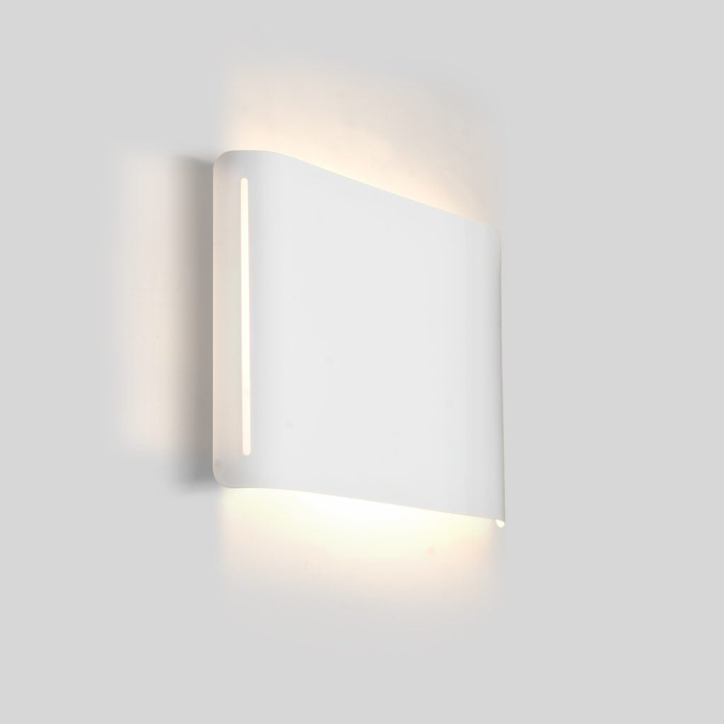 Frosted acrylic LED wall light with slim ADA profile in white finish