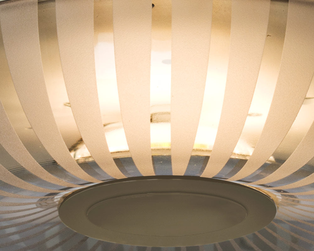 LED flush mount light with decorative glass diffuser and soft illumination