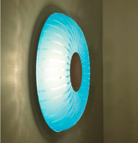 Handcrafted glass ceiling light designed for contemporary interiors