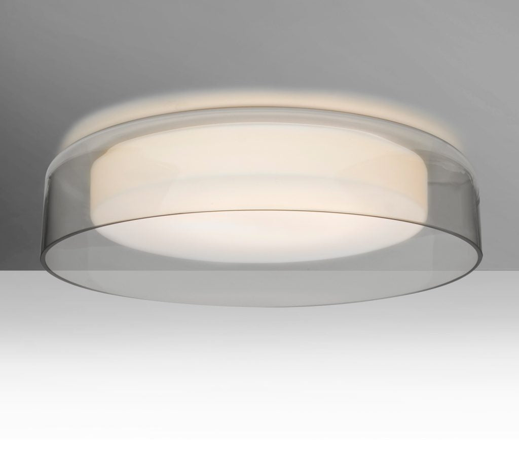 Besa Tango 15 LED flush mount ceiling light with Gray glass and Opal Matte diffuser