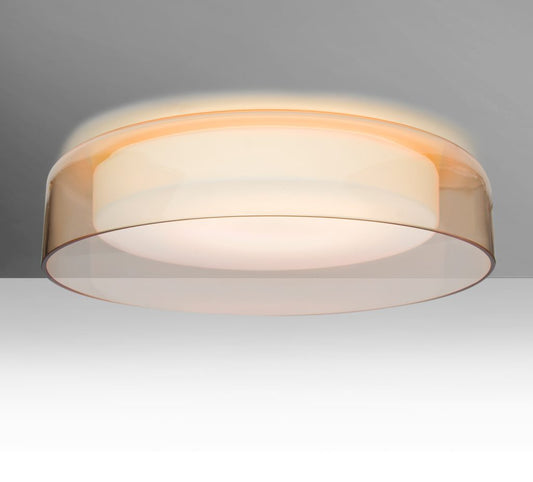 Modern Besa Tango 15 ceiling light featuring Cognac outer glass and Opal Matte diffuser
