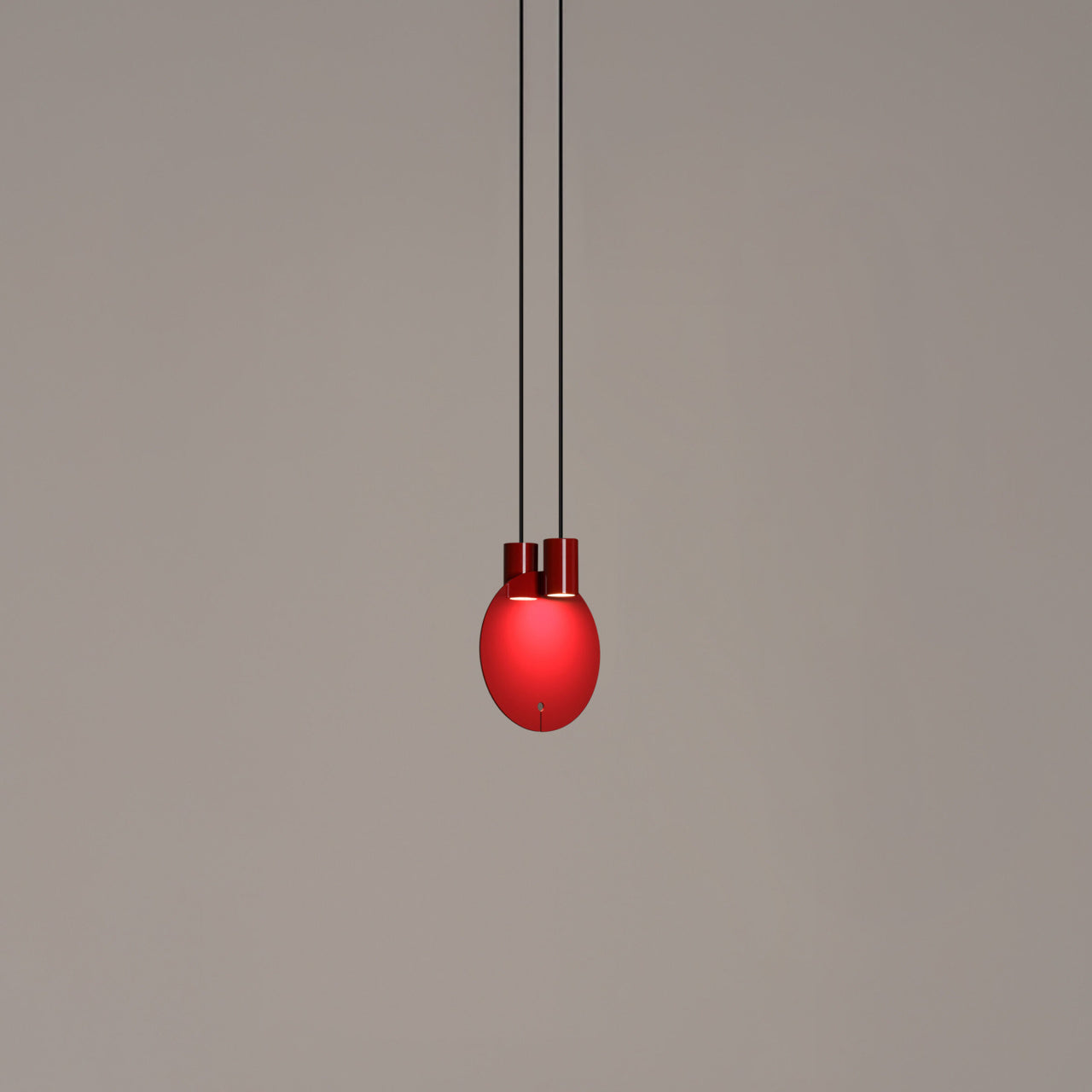 Bijou pendant lamp with integrated LED and glossy red surface