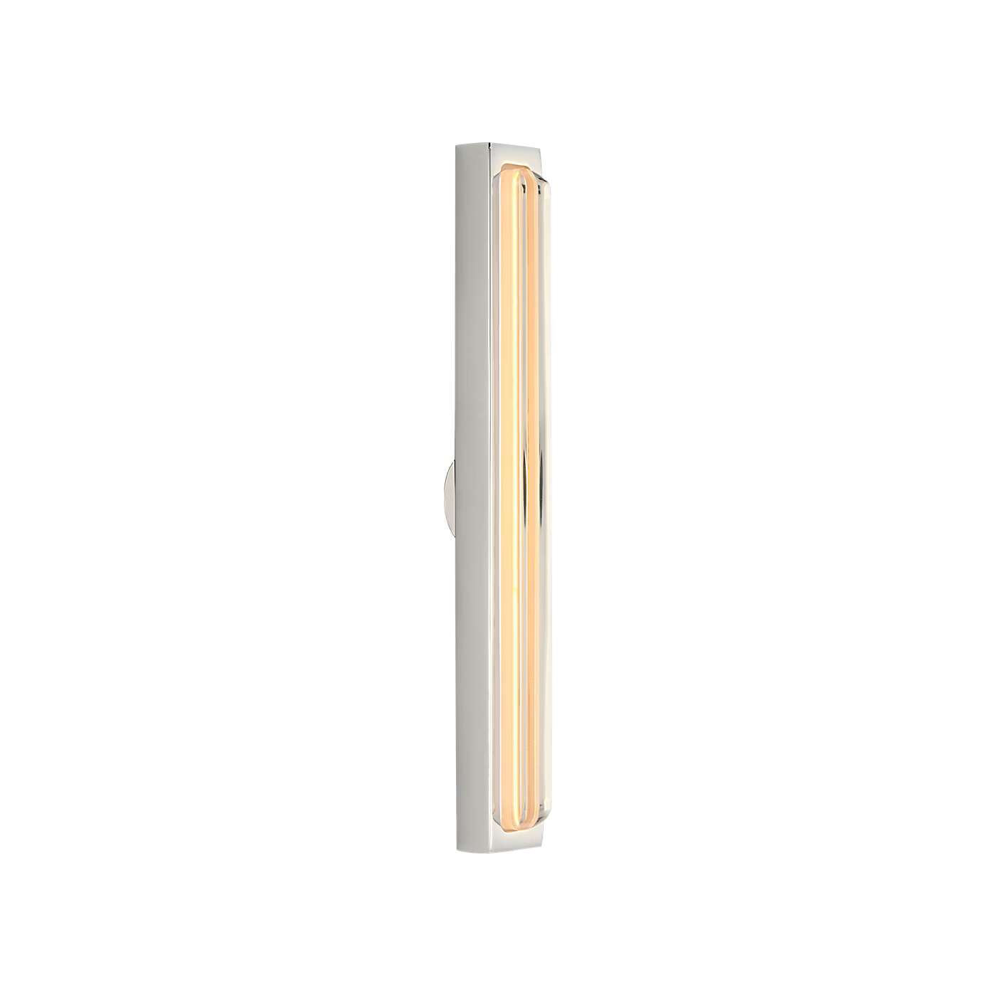Contemporary integrated LED vanity light in polished nickel finish