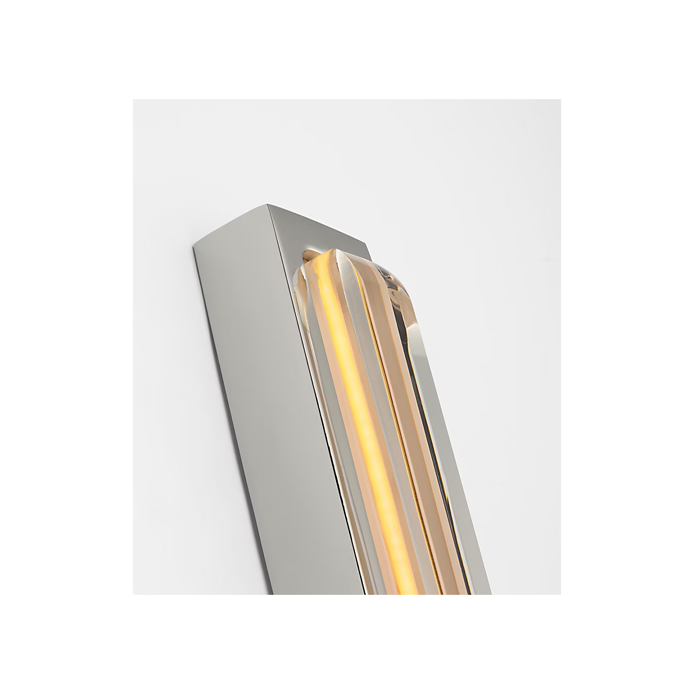 Modern hallway and bathroom light fixture in Polished Nickel with crystal diffuser
