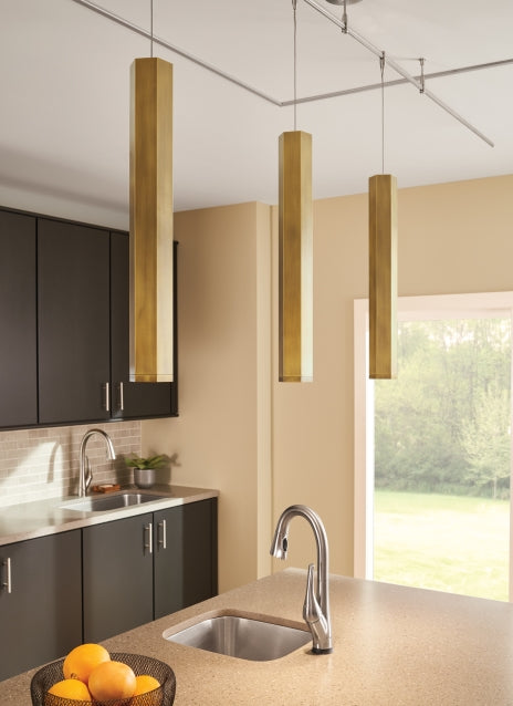 Modern Art Deco pendant light for residential interiors over kitchen island
