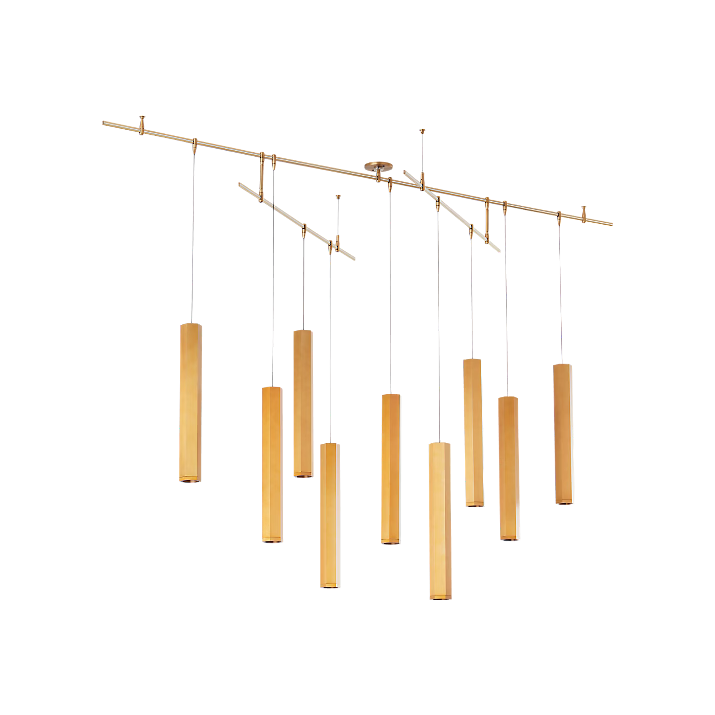 Visual Comfort Blok 9-Light Chandelier | Sean Lavin | Art Deco MonoRail | 4365 lm | Aged Brass