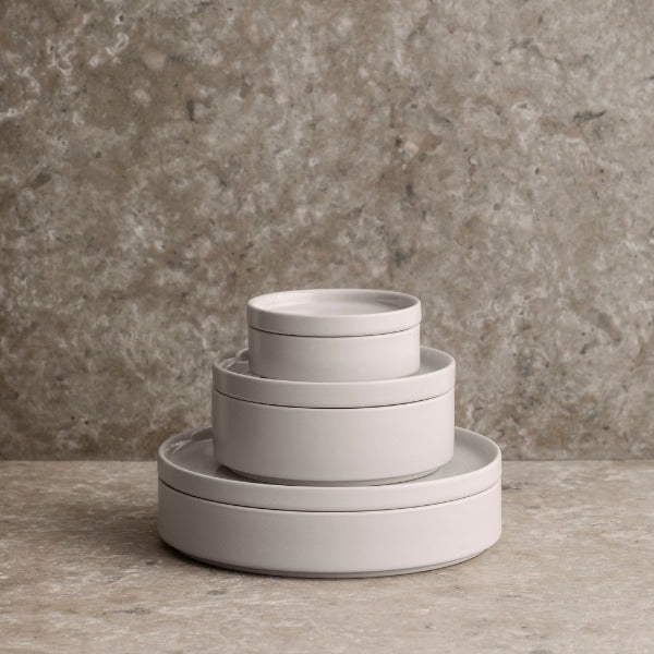 blomus Pilar Stoneware Plates Snack Plate 5.5", Mirage Grey with Green Undertones Set of 4