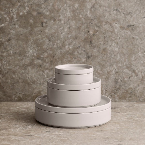 blomus Pilar Serving Bowls Medium Bowl 8", Mirage Grey with Light Green Undertones