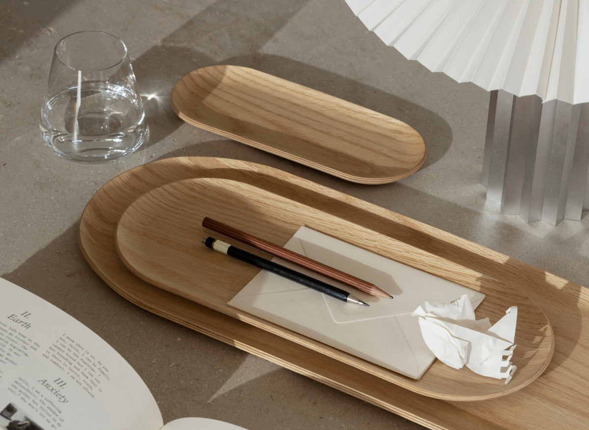 blomus BAKI Oval Non-Slip Serving Tray, 3 Sizes – BAKI oval tray in a styled setting