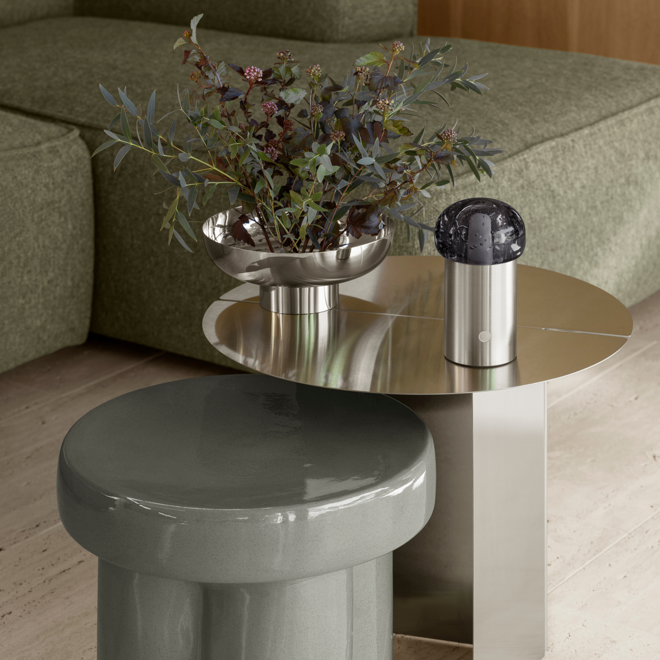 blomus Miyabi Metallic Vase Low with Flower Grid Burnt PVD-Coated Stainless