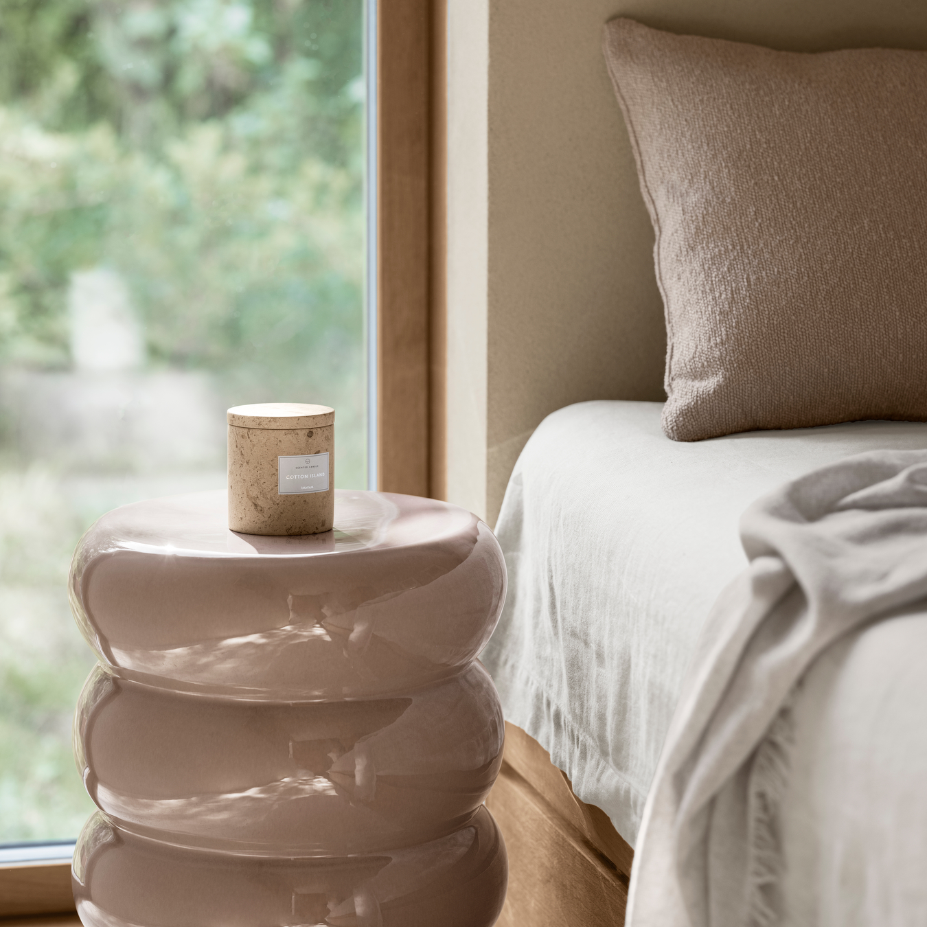 blomus Toru Round Ceramic Side Table Elephant Skin