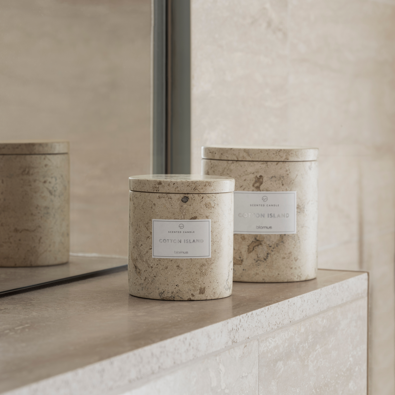 Frabli Scented Candle Travertine Container Blomus 65450