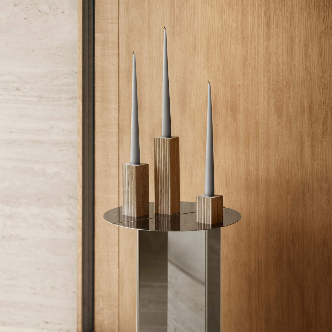 blomus Dreva Oak Candle Holder Set 3-Piece
