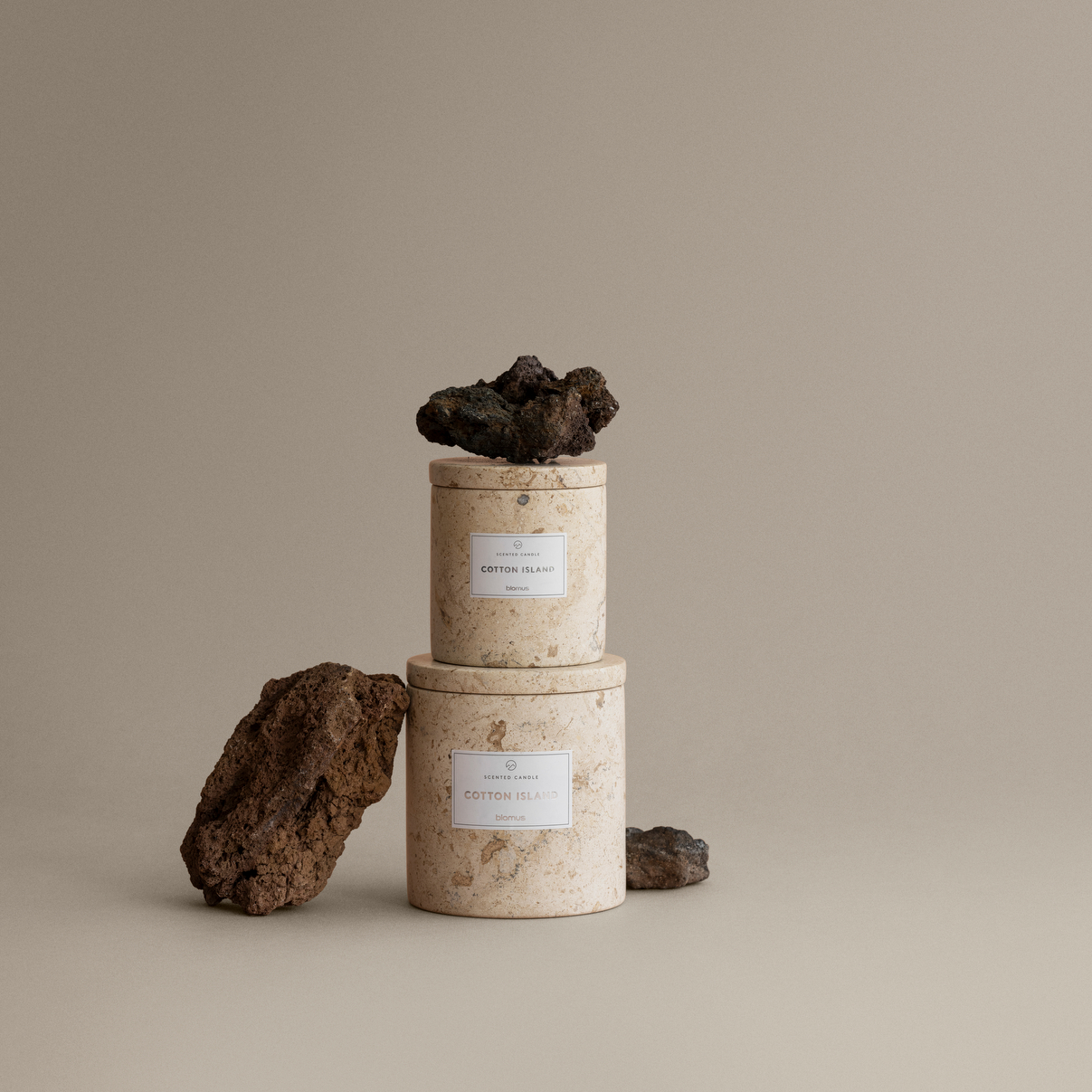 Frabli Scented Candle Travertine Container Blomus 65450