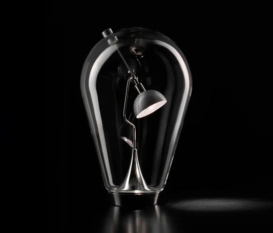 Modern bedside table lamp by Lodes with blown glass diffuser