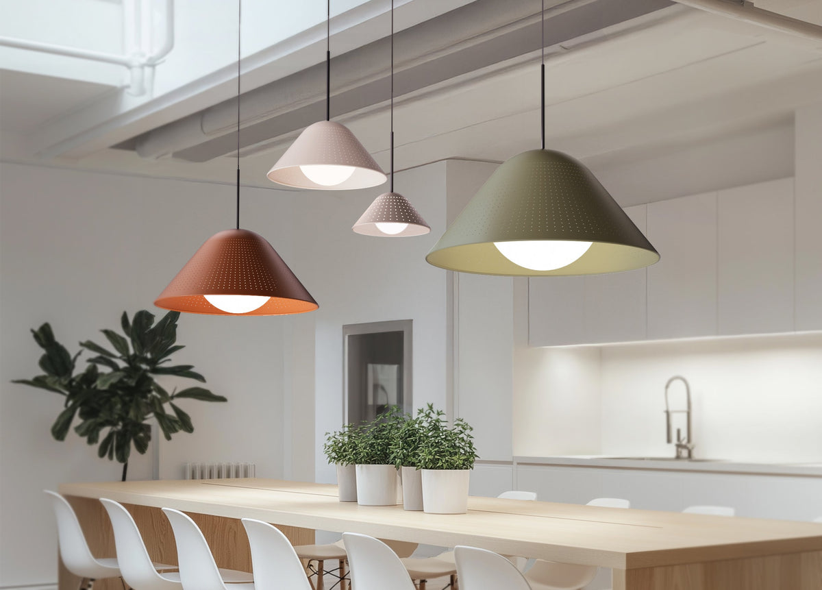 Bola Bell perforated metal pendant installed in a styled interior, scene 6